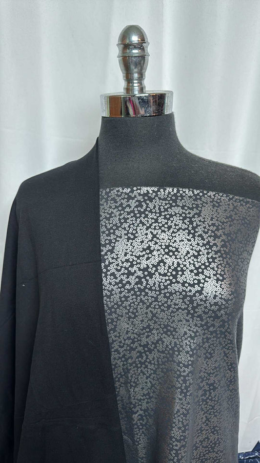 BLACK/SILVER FOIL BUNDLE : 1.5YD Solid Black Peached PF & 2YD Foil "Sequins" PF : A29113