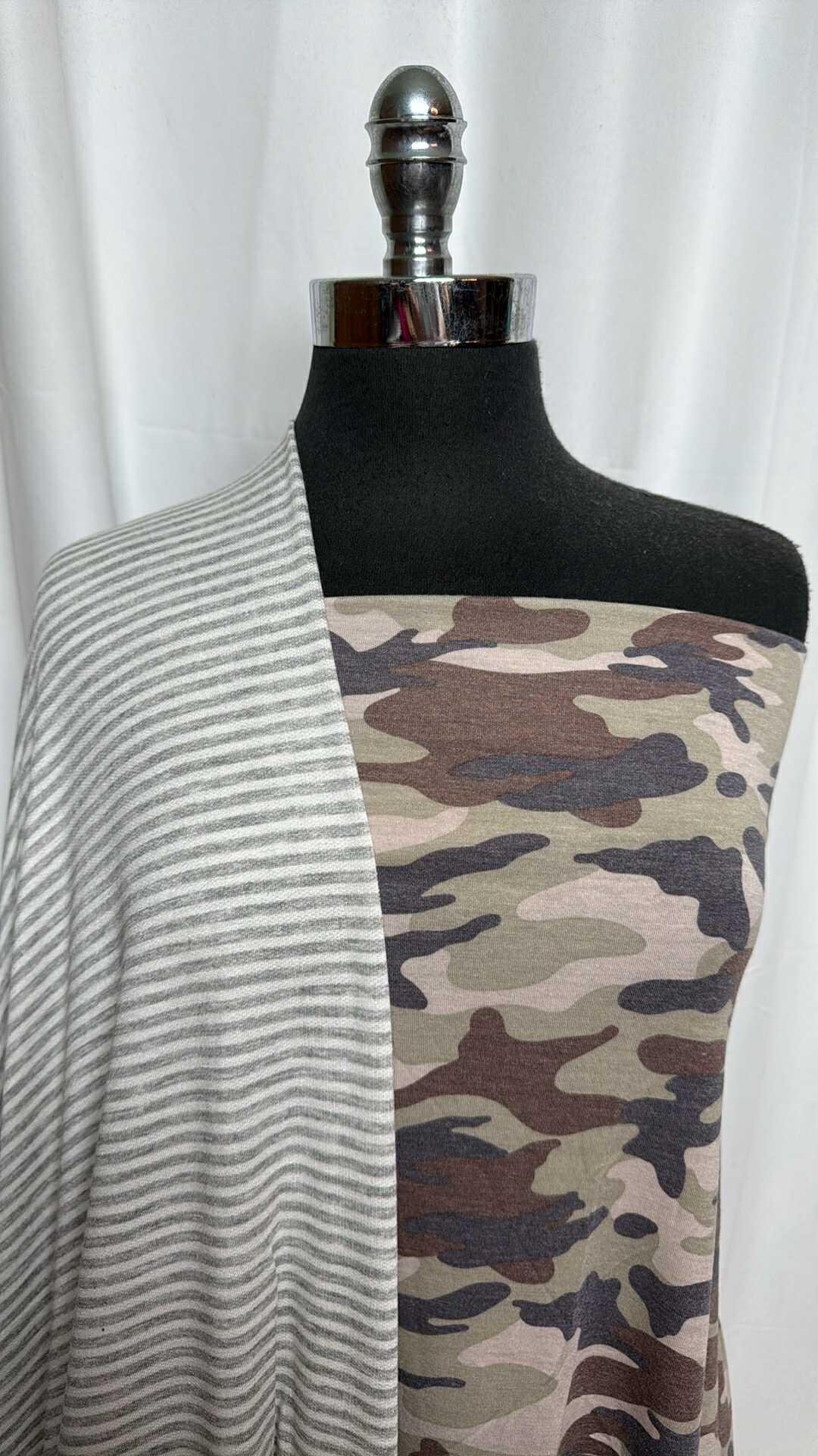 CAMO/GREY STRIPE BUNDLE : 2YD Grey Stripe Baby FT & 1YD Camo PRS Jersey : A29197