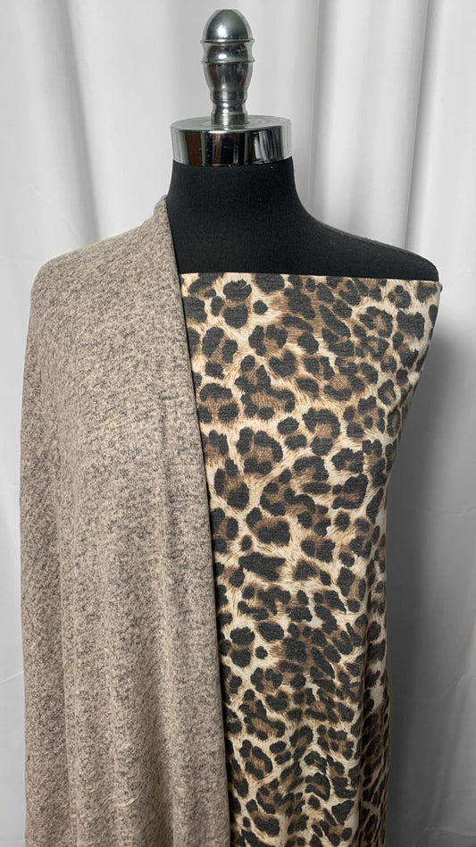 TAUPE/LEOPARD BUNDLE : 2YD Taupe Brushed Hacci SK & 2YD Leopard PRS Jersey : A2418
