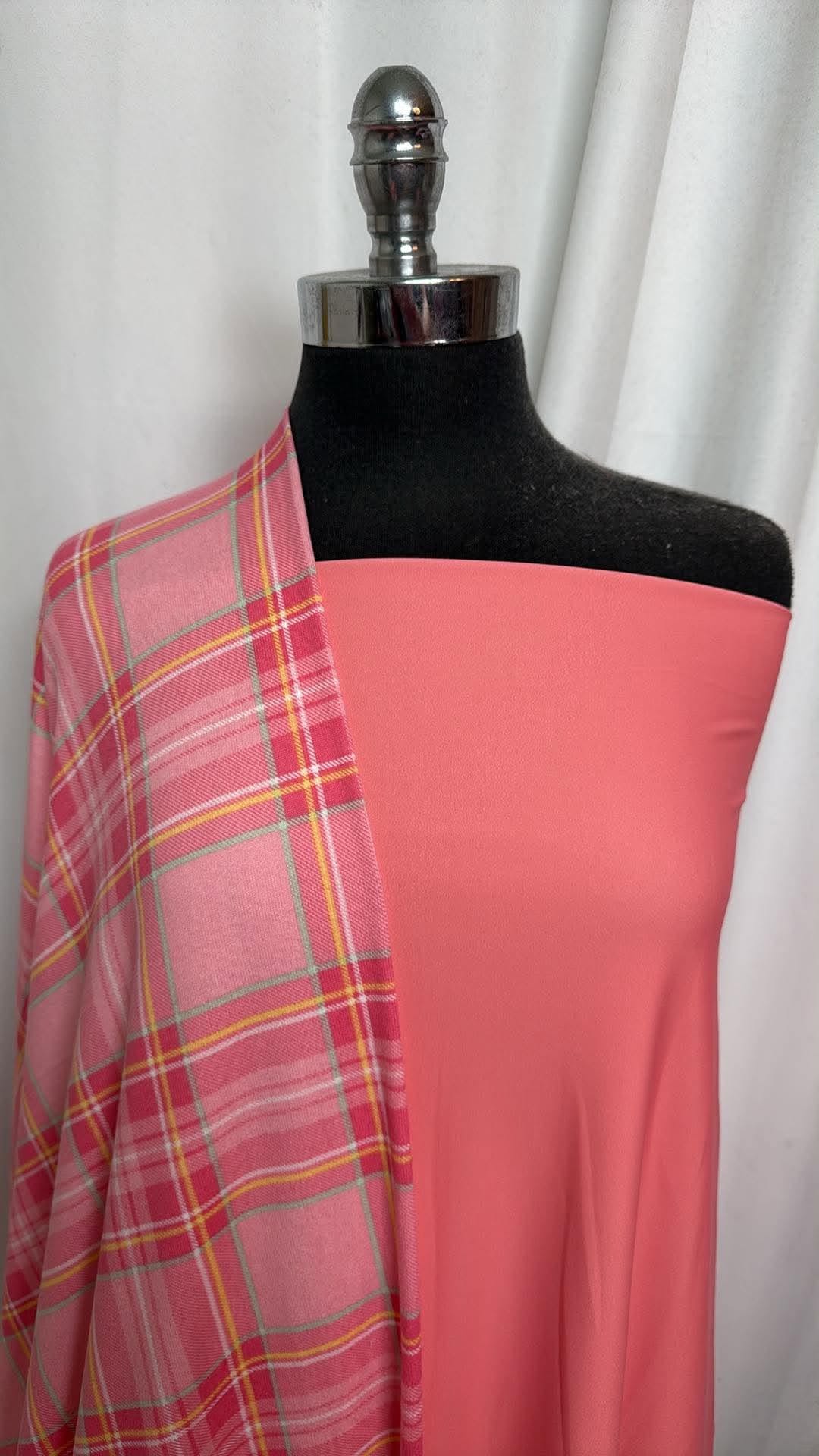 CORAL/PLAID BUNDLE :  2YD Coral Yoga PF & 2YD Plaid Oakley SK : A30732
