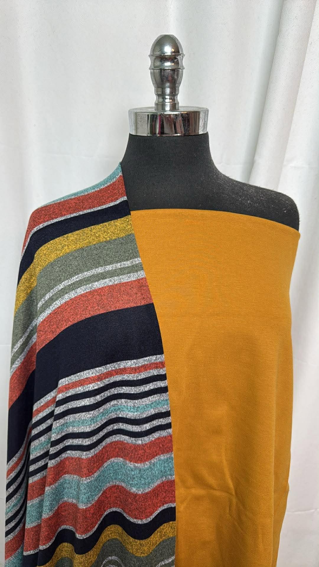 MUSTARD/STRIPE BUNDLE : 1YD Mustard Nylon Ponte & 2YD Stripe SK : A30492