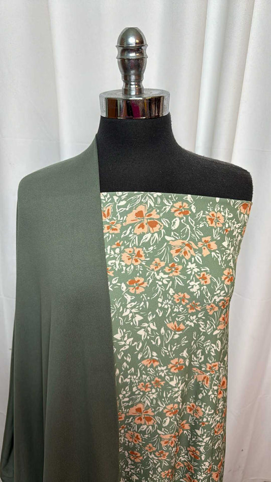 SAGE FLORAL BUNDLE : 3YD Sage Floral ITY & 2YD Sage DBP : A27492