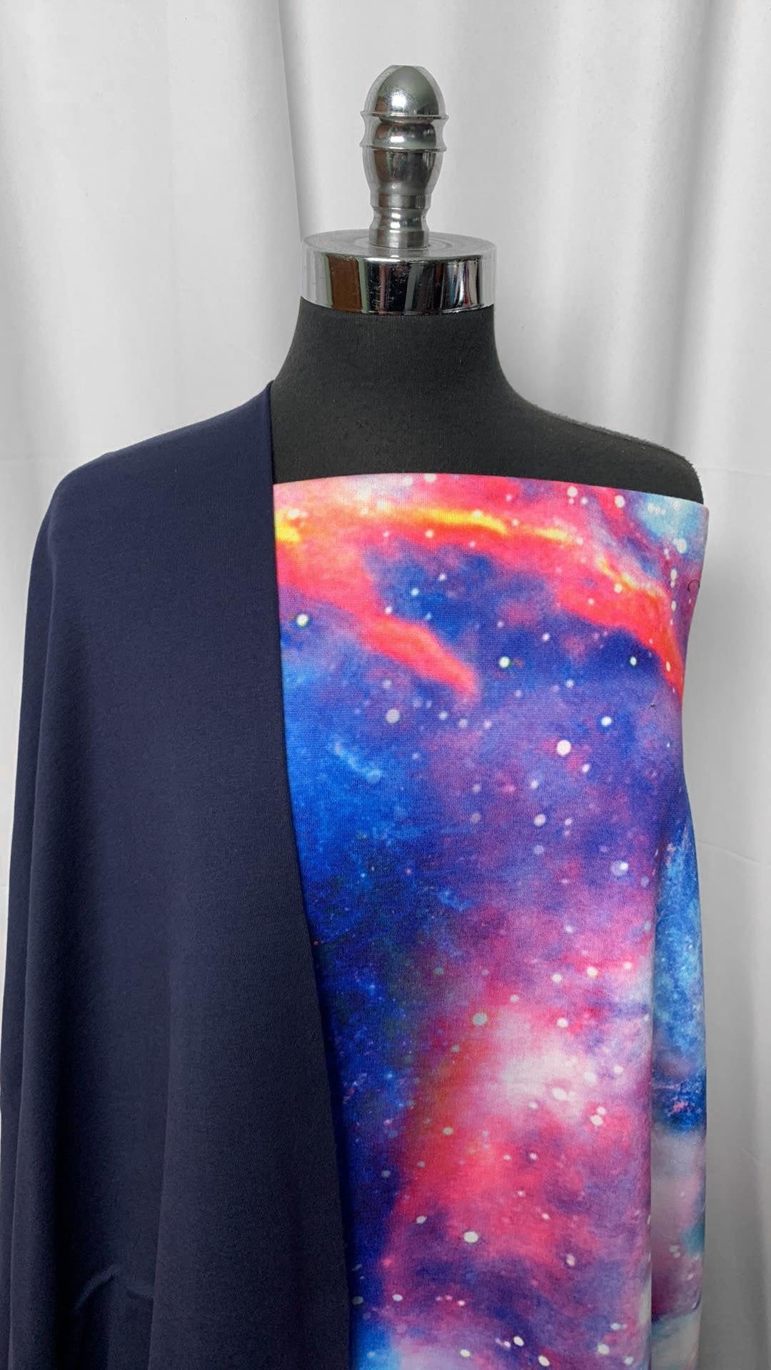NAVY/GALAXY BUNDLE : 3YD Galaxy Sweatshirt Fleece (NO STRETCH) & 1YD Navy Combed Cotton 1x1 Rib : A2199