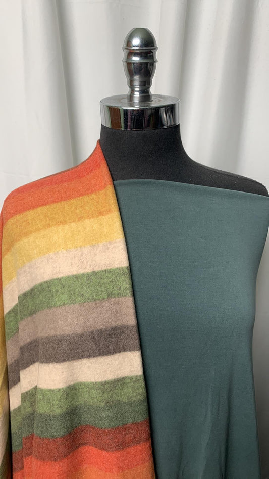 SAGE/STRIPES BUNDLE : 2YD Stripe RSL Brushed FT & 2YD Sage Cupro : A1844