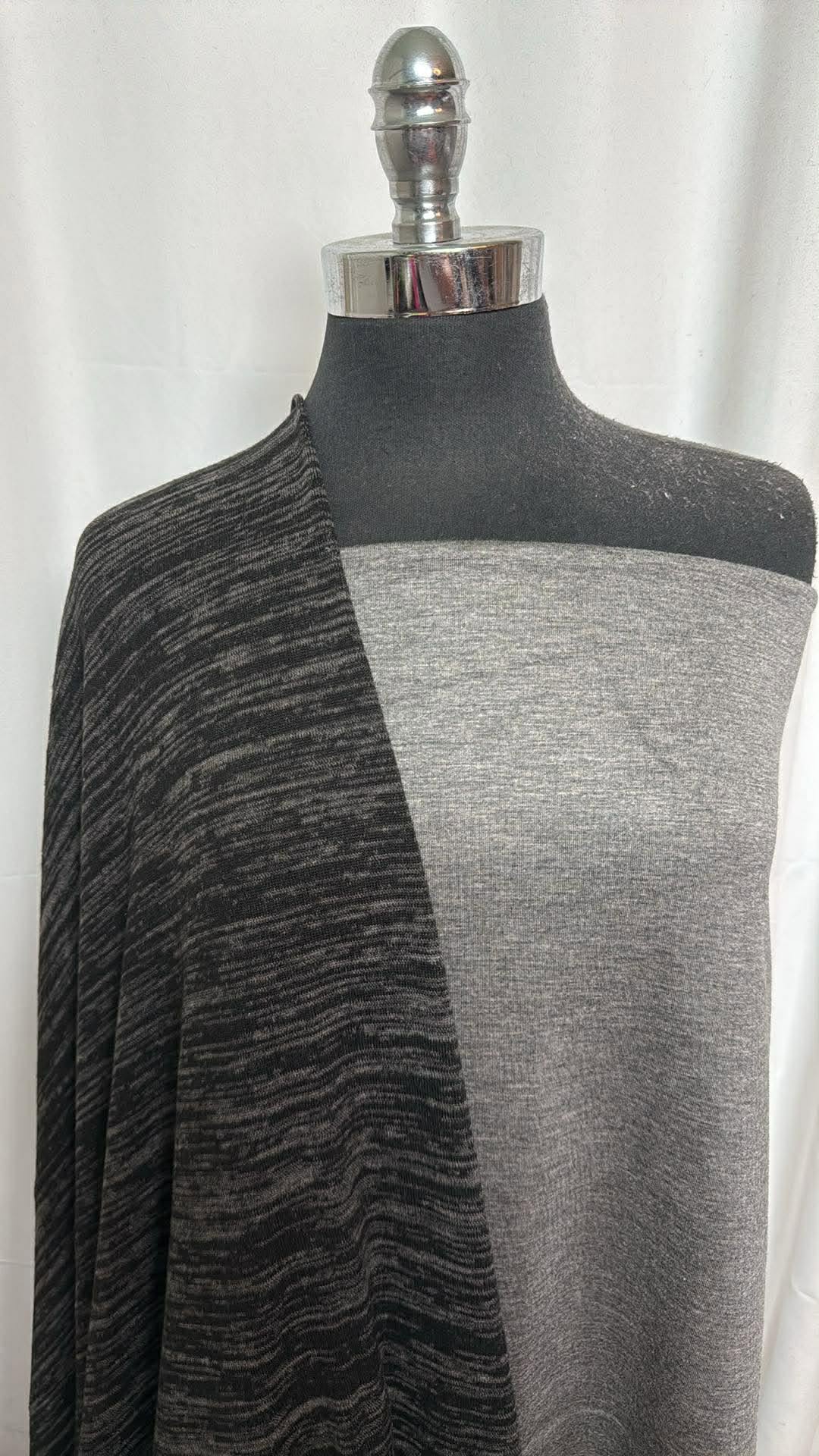BLACK/GREY BUNDLE : 2YD Grey Scuba w/Jersey Face & 2YD Black Brushed Hacci SK : A30510