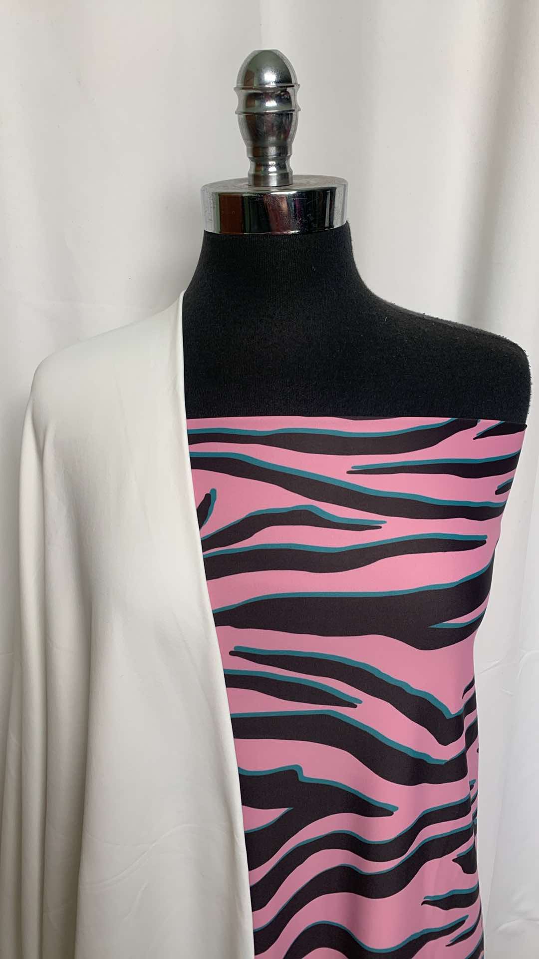 IVORY/PINK TIGER BUNDLE : 2YD Pink Tiger Yoga PF & 1.5YD Ivory PF FT : A25871