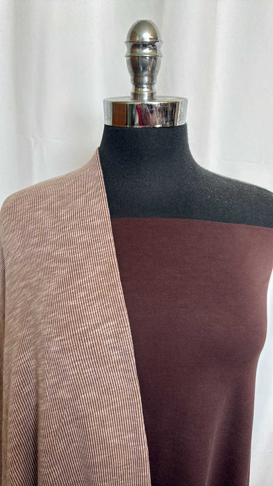 BROWN/SANDWASH RIB BUNDLE : 3YD Brushed Sandwash Rib & 2YD Brown Cotton/Modal/Spandex : A28909