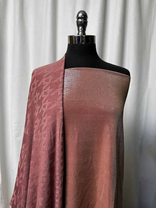 BLUSH HOUNDSTOOTH BUNDLE : 2YD Houndstooth SK & 1+YD Blush Shiny ITY w/Mesh Overlay : A1554
