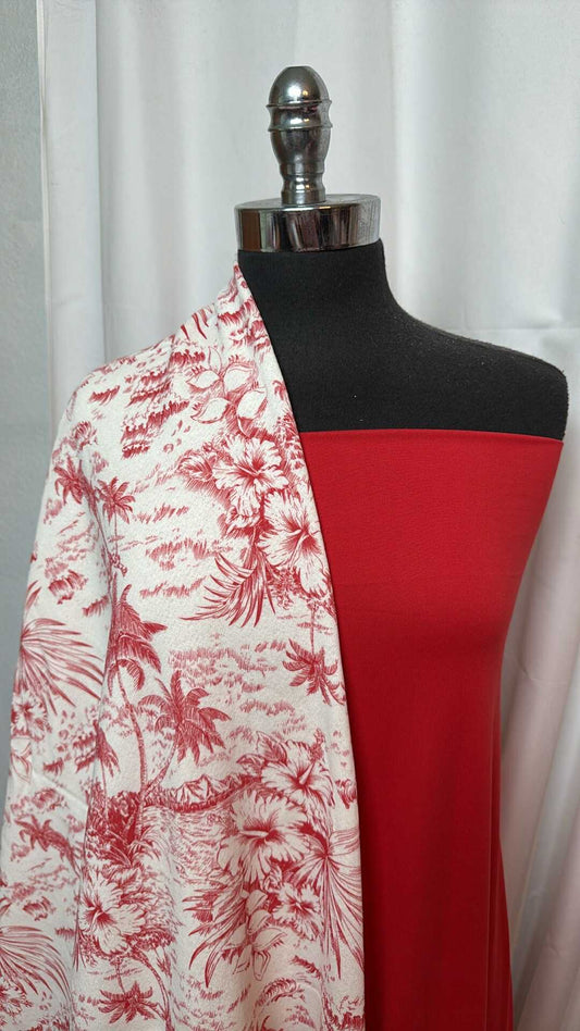 RED TROPICAL BUNDLE : 2YD Red Tropical Cotton FT & 2YD Solid DBP : A27818