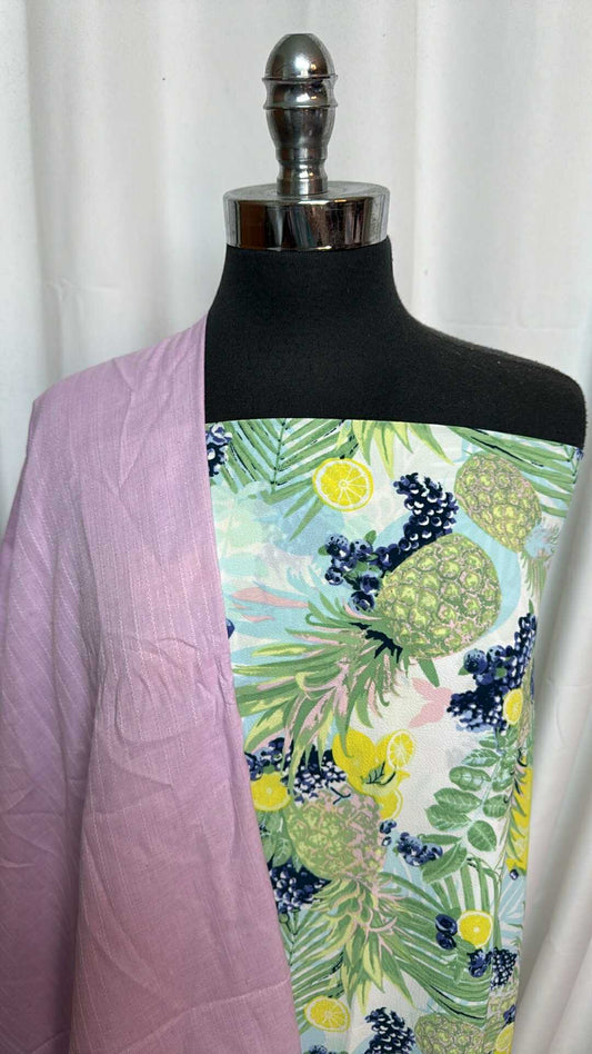 TEXTURED/FRUIT BUNDLE : 2YD Fruit Poly Crepe Woven & 2YD Textured Woven : A27952