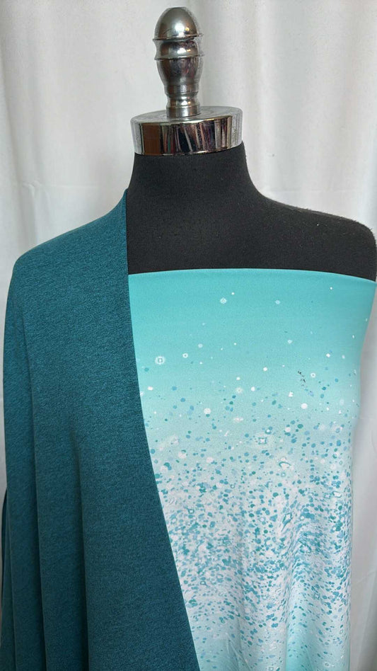 SEAFOAM/OMBRE BUNDLE : 1YD Seafoam Peached PF & 2YD Ombre Single-Brushed PF (Small flaw...see pic) : A28482