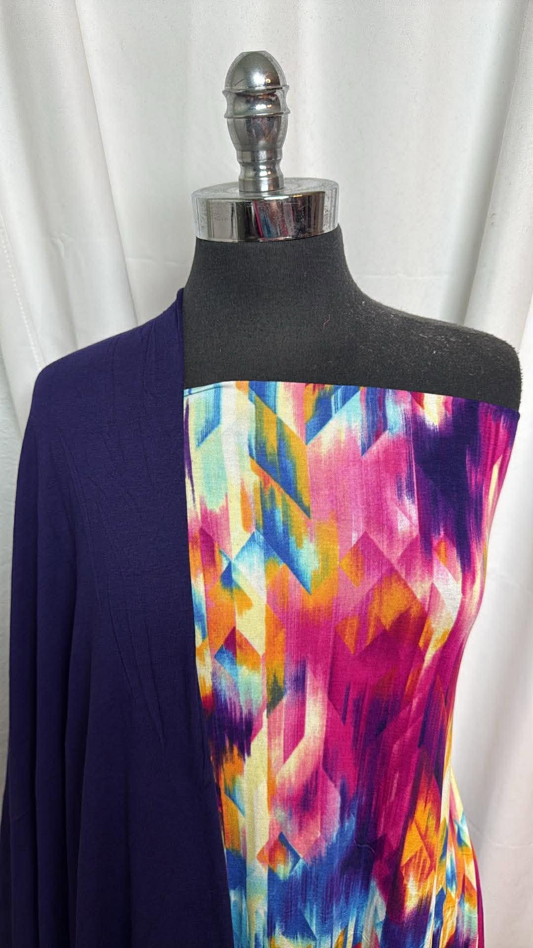 DEEP PURPLE-NAVY/GEO BUNDLE : 3YD Geo R/S & 2YD Deep Purple/Navy PRS Jersey : A30259