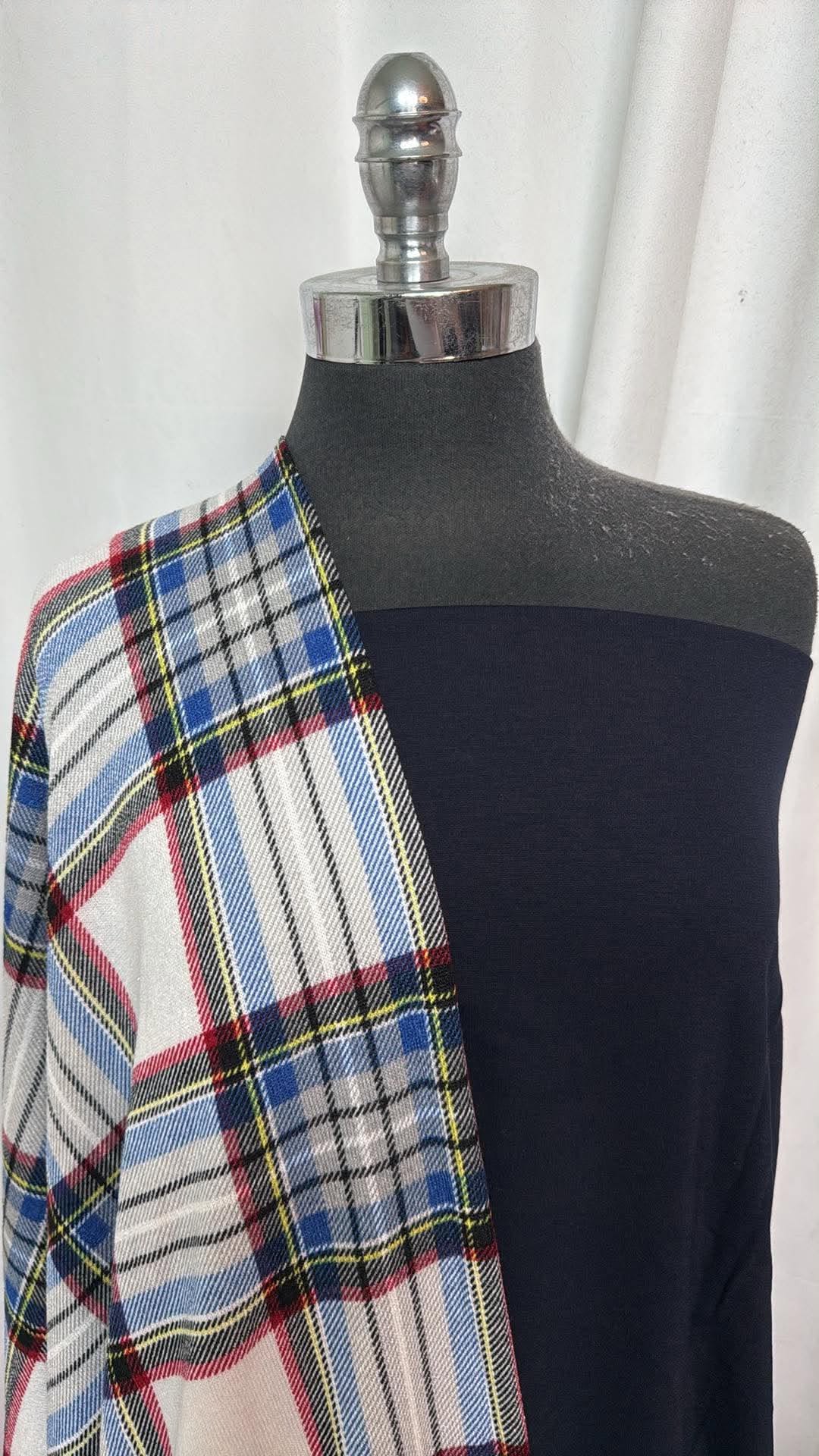 NAVY/PLAID HACCI BUNDLE : 2YD Plaid Hacci SK & 2YD Navy Nylon Ponte : A31015