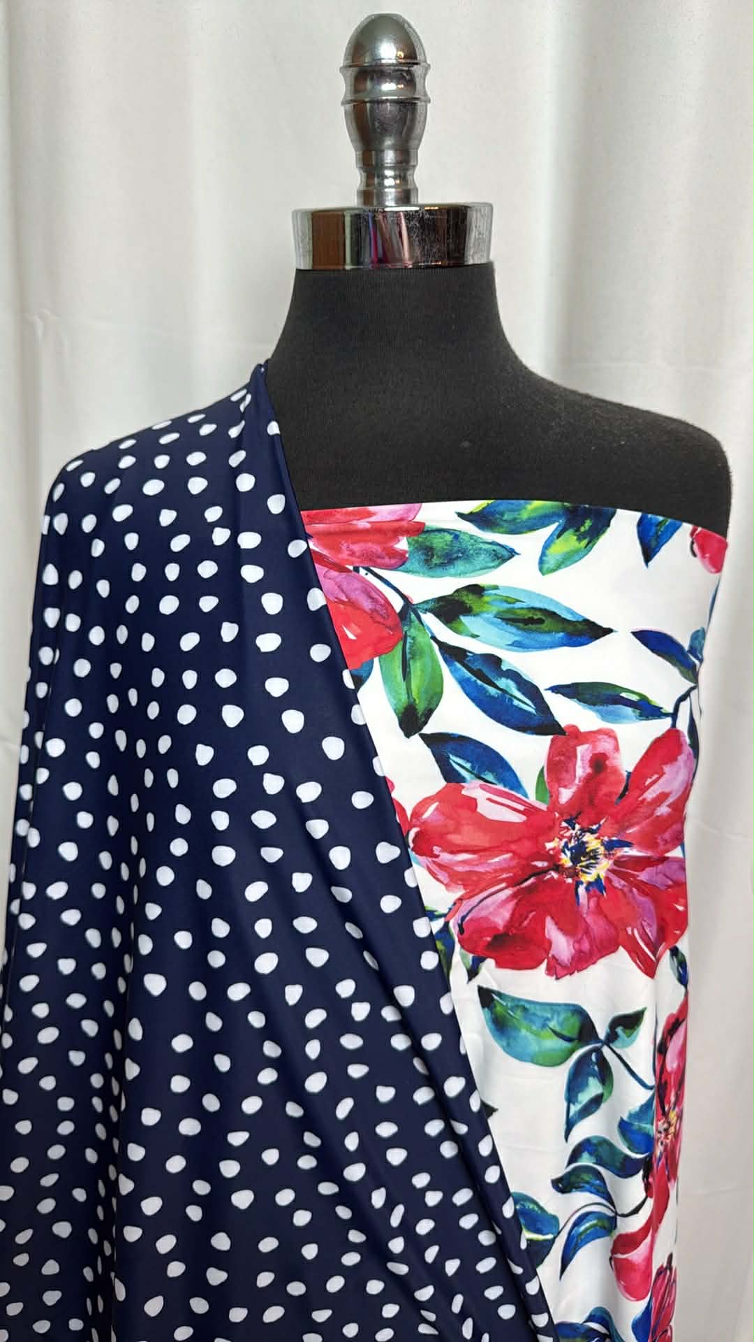 NAVY DOT/FLORAL BUNDLE : 2YD Floral N/S Swim & 1.5YD Navy Dot N/S Swim : A29405