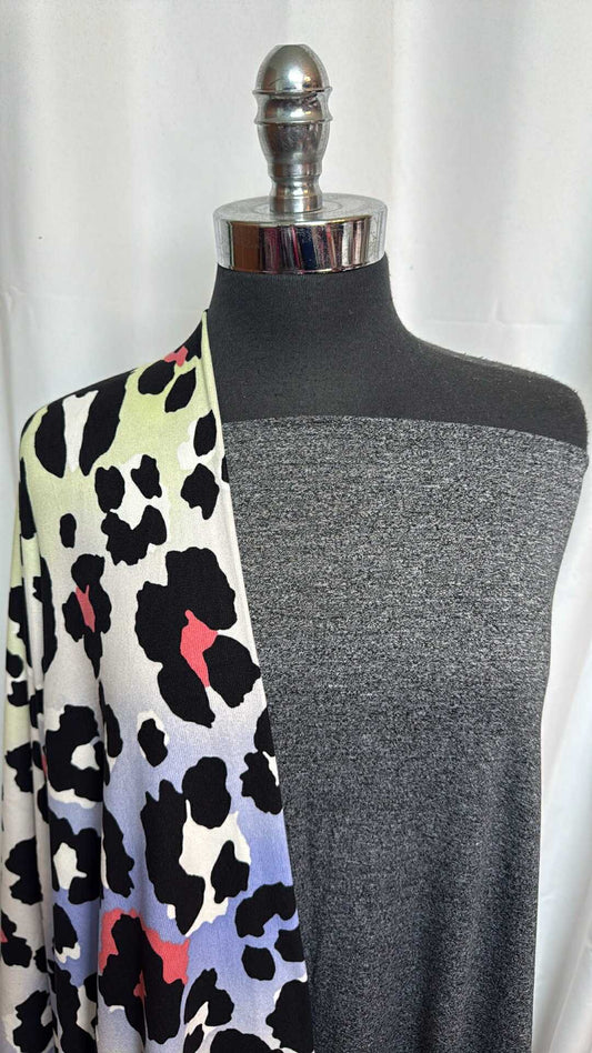 HEATHER BLACK/COLORED LEOPARD BUNDLE : 2YD Heather Black PRS Jersey & 1YD Colored Leopard Oakley SK : A28512