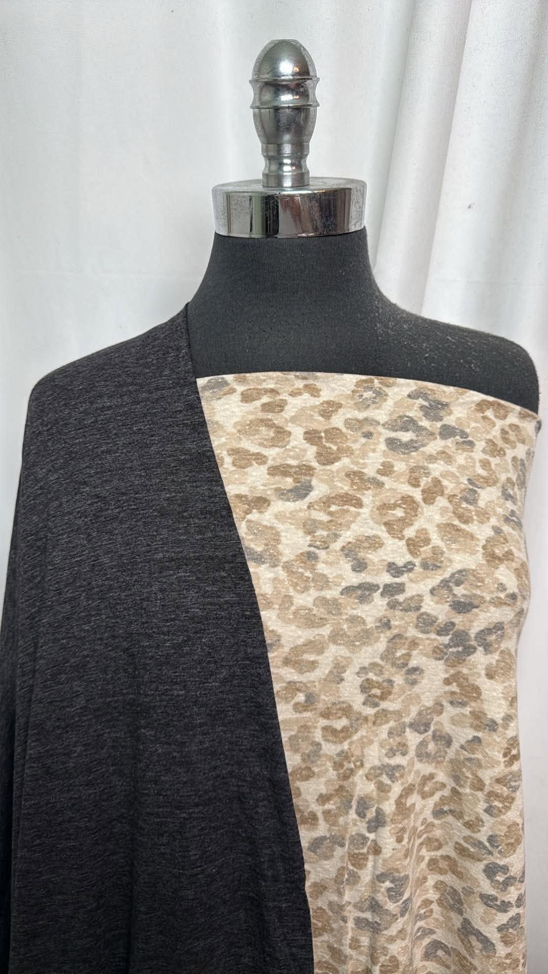 CHARCOAL/LEOPARD TRIBLEND BUNDLE : 2YD Charcoal C/P & 2YD Leopard Triblend : A31050