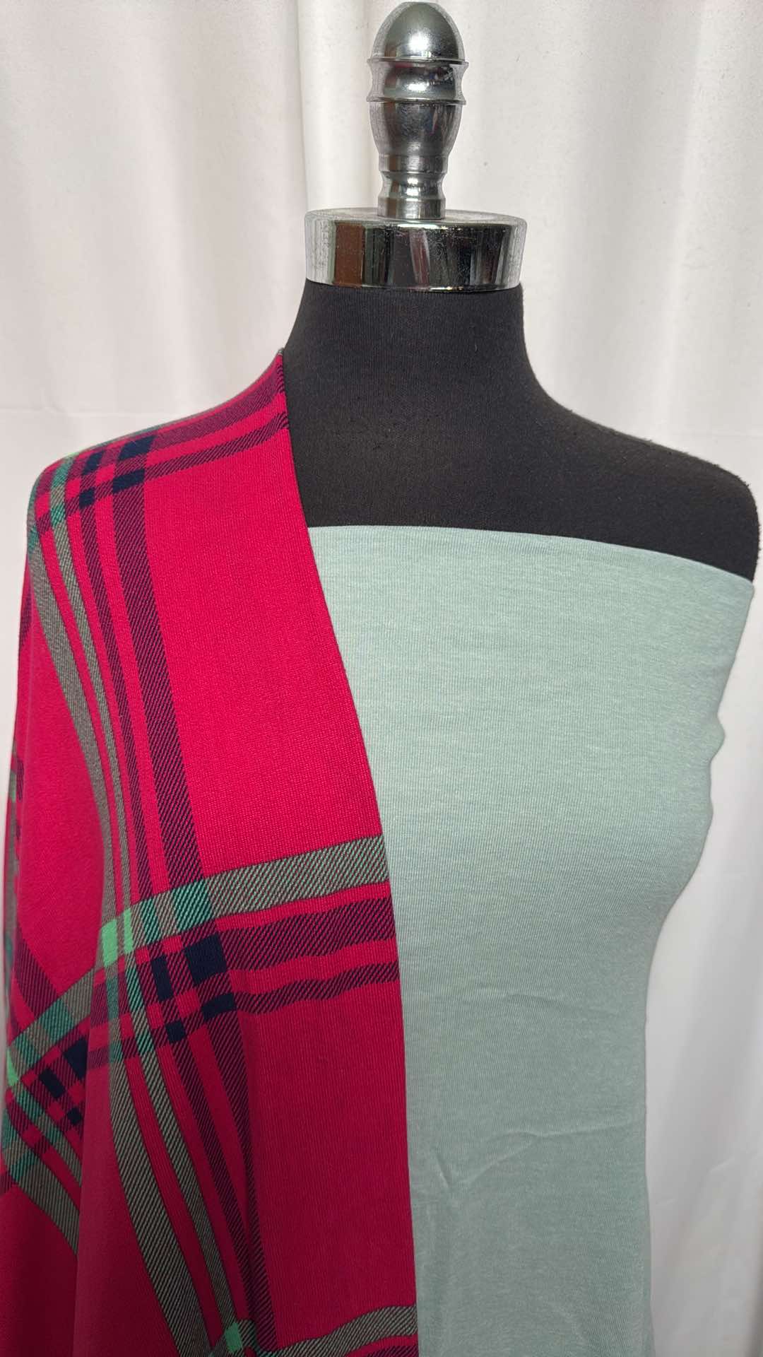 FUCHSIA PLAID BUNDLE : 2YD Solid Combed Cotton Rib & 2YD Fuchsia Plaid Oakley SK : A26668