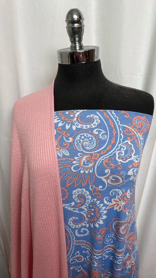 PAISLEY/FANCY RIB BUNDLE : 2.5YD Paisley Bulgari & 2.5YD Pink Fancy Rib : A30289