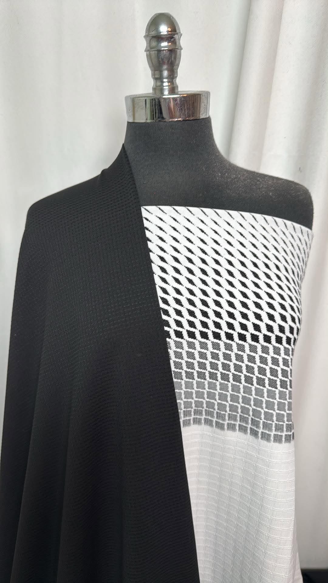 BLACK/GEO BORDER BUNDLE : 1+YD Geo Single-Border Textured PF & 2YD Black PF Mesh : A30799