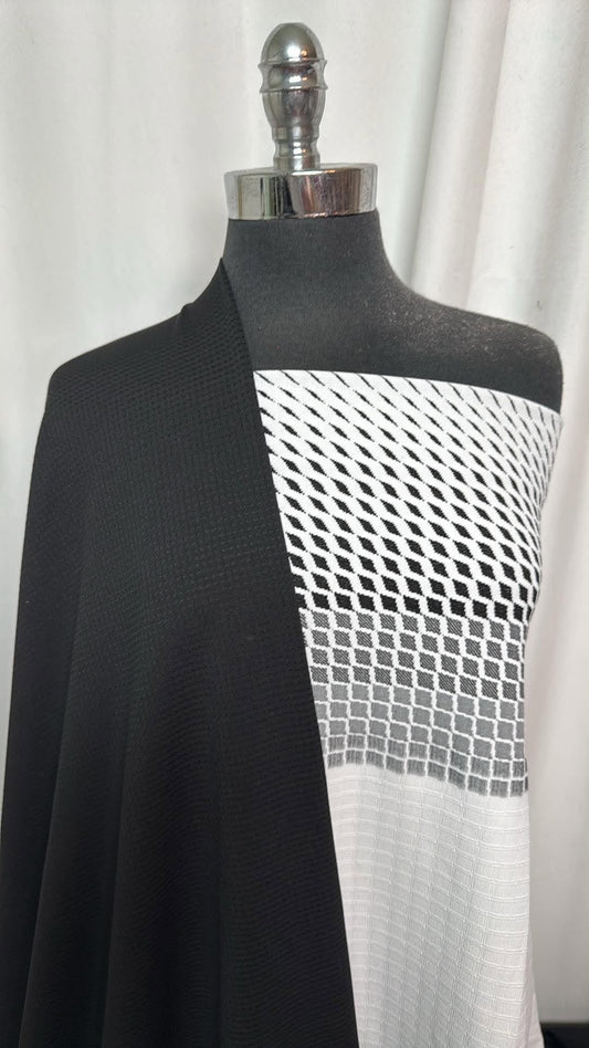 BLACK/GEO BORDER BUNDLE : 1+YD Geo Single-Border Textured PF & 2YD Black PF Mesh : A30799