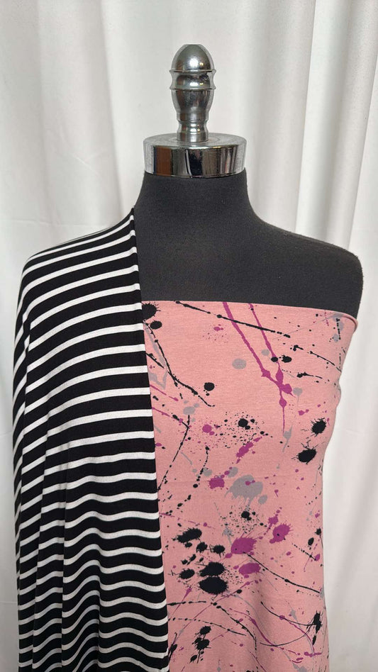 PINK SPLATTER/STRIPE BUNDLE : 2YD Pink Splatter C/S & 2YD Stripe R/S : A26298