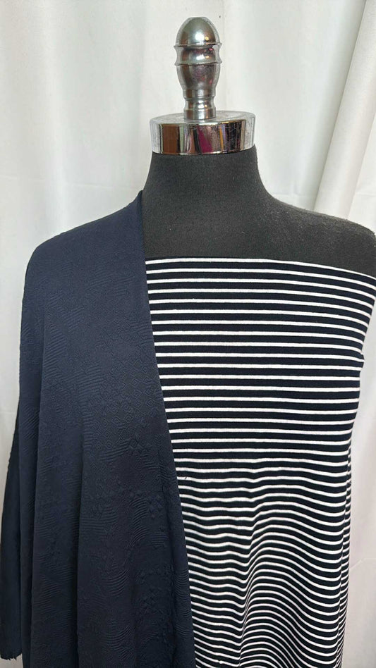 NAVY JACQUARD/STRIPE BUNDLE : 2YD Stripe C/S & 1+YD Navy Brushed-Back Jacquard PF : A27530