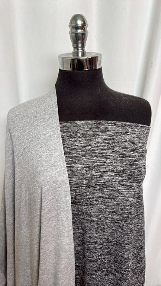 HEATHER GREY/BLACK & WHITE BUNDLE : 2YD Black/White Mid-Weight Peached PF & 2YD Heather Grey C/P Jersey : A30175