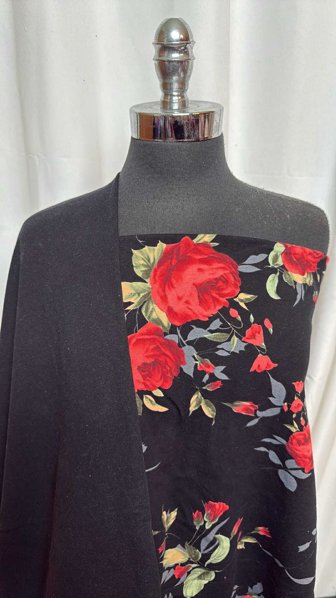 BLACK/BLACK FLORAL BUNDLE : 1.5YD Black Floral C/S FT & 1YD Black "Denim" FT : A28343