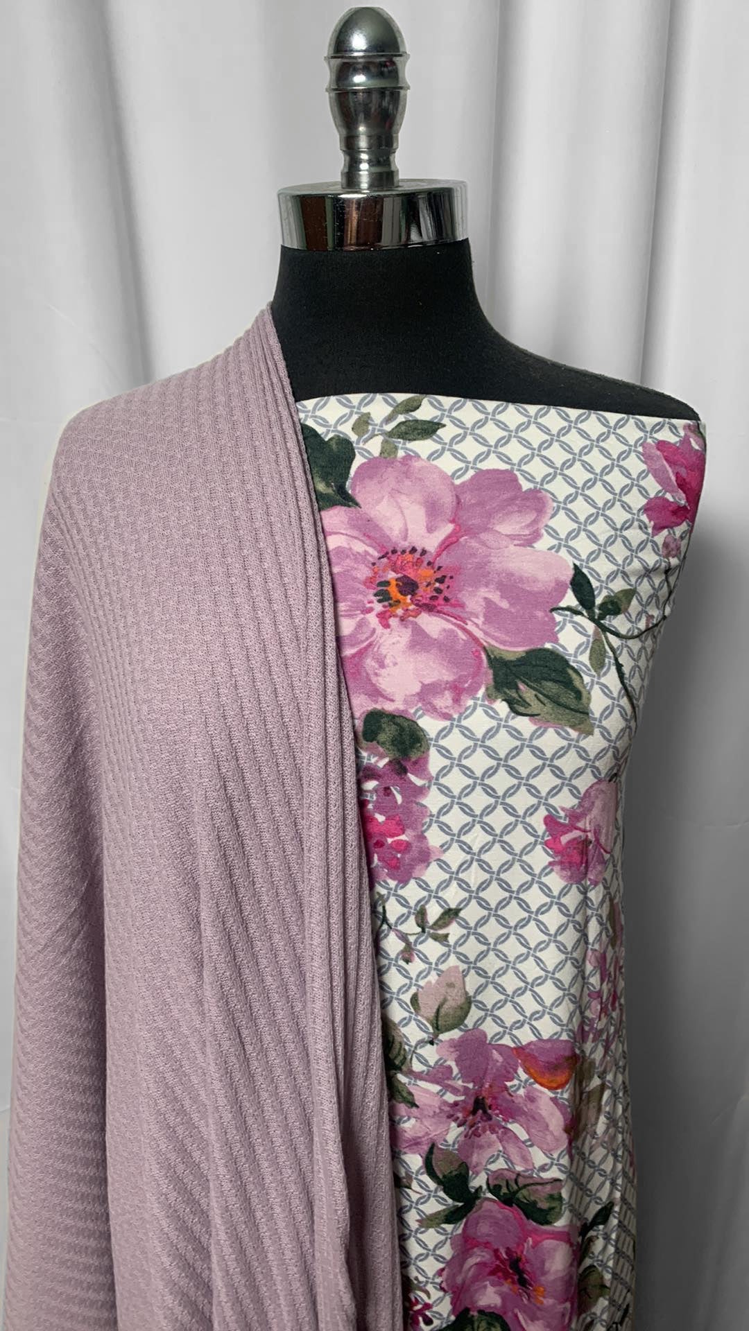 LAVENDER/TRELLIS BUNDLE : 2YD Floral/Trellis Modal & 2YD Lavender Pointelle : A2419