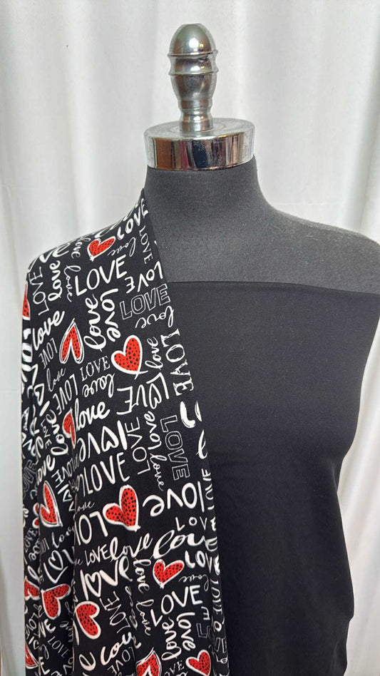 BLACK/RED LOVE BUNDLE : 2YD Love Oakley SK & 1YD Solid Black Peached PF : A28108
