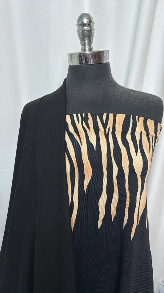 BLACK/ANIMAL BORDER BUNDLE : 2YD Animal Double-Border Textured PF & 2YD Black Single-Brushed PF : A30691