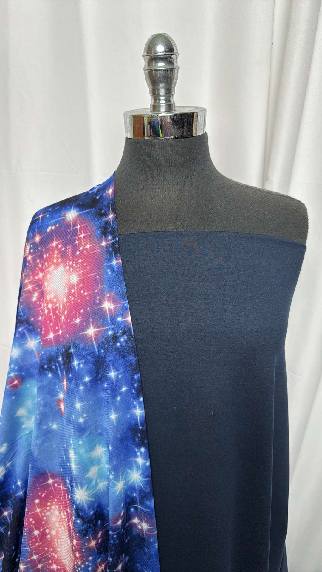 NAVY/GALAXY MESH BUNDLE : 1YD Navy Peached PF & 1YD Galaxy Stretch Mesh : A27140