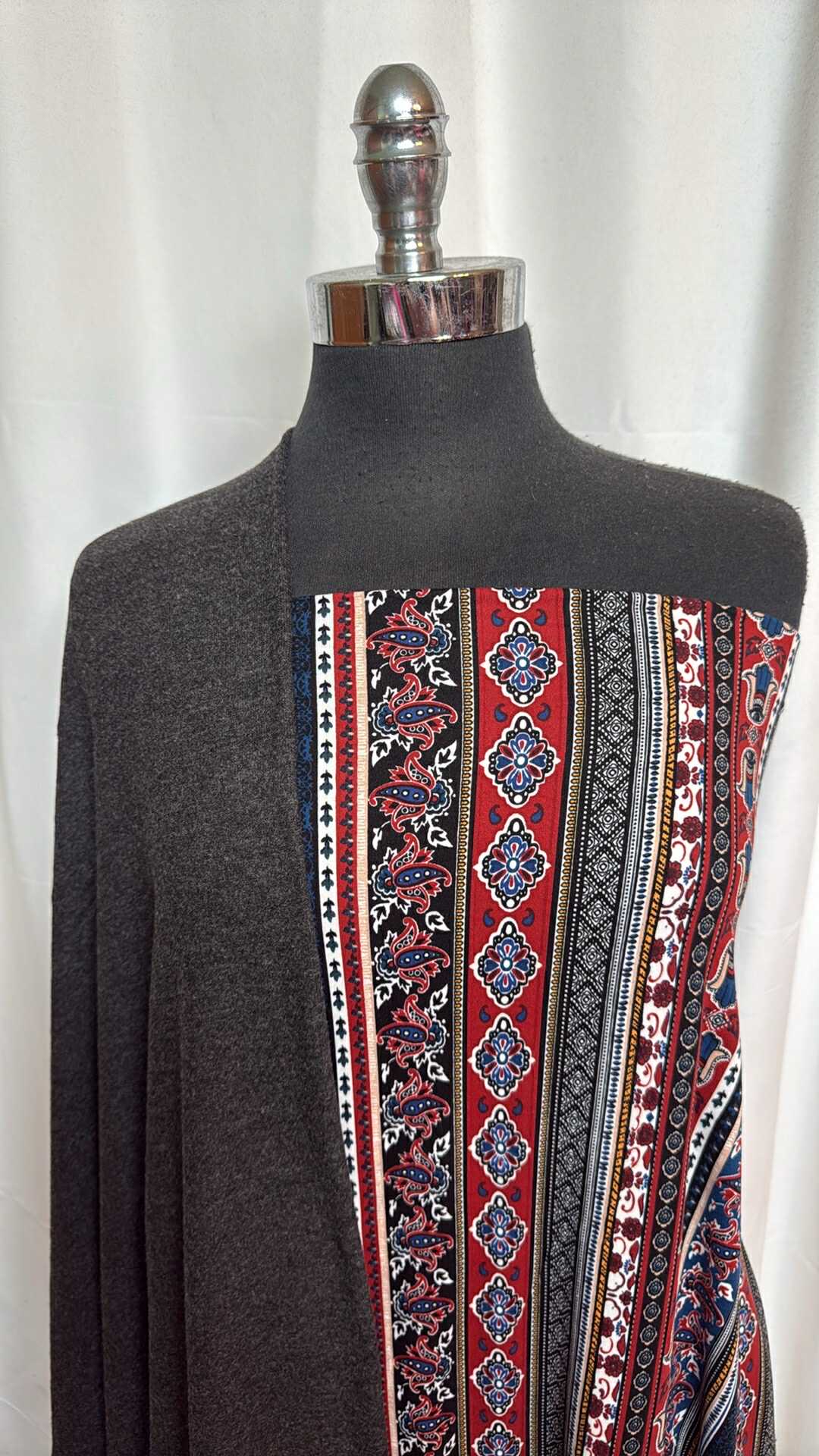 CHARCOAL/VERTICAL STRIPE BUNDLE : 2YD Vertical Stripe DBP & 2YD Charcoal Brushed Hacci SK : A28717