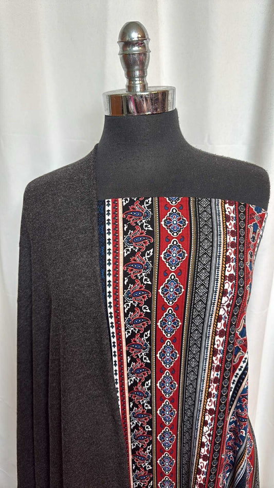 CHARCOAL/VERTICAL STRIPE BUNDLE : 2YD Vertical Stripe DBP & 2YD Charcoal Brushed Hacci SK : A28717