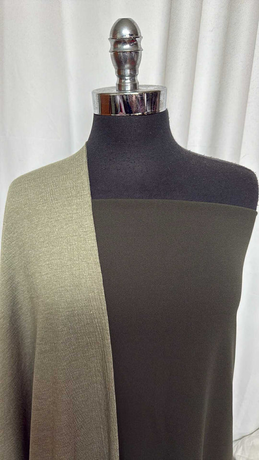 GREEN SHADES BUNDLE : 2YD Crepe Scuba & 2YD Knit Gauze : A28693