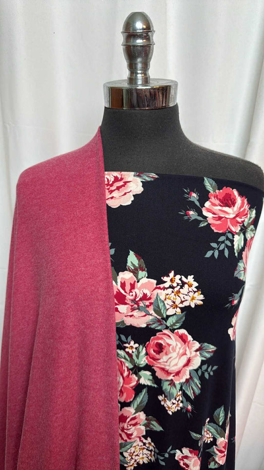 PINK/NAVY FLORAL BUNDLE : 3YD Navy Floral DBP & 3YD Pink Brushed SK : A28192