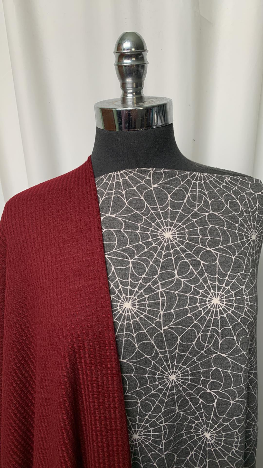 BURGUNDY/WEBS BUNDLE : 2YD Grey Webs PRS FT & 2YD Burgundy Waffle : A1717