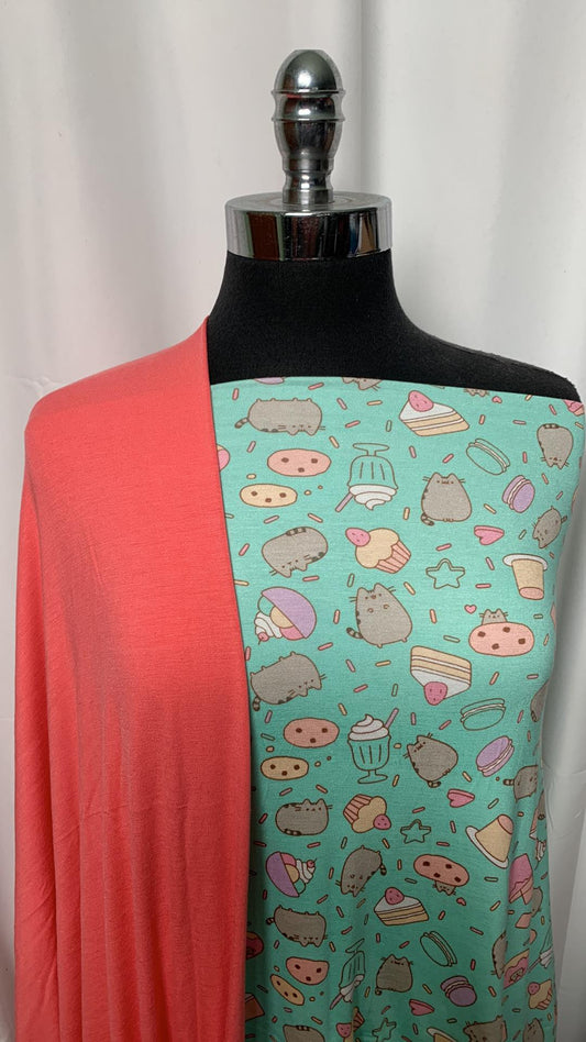 PUSHEEN CAT BUNDLE : 2YD Pusheen Cat Modal & 2YD Bamboo : A2137