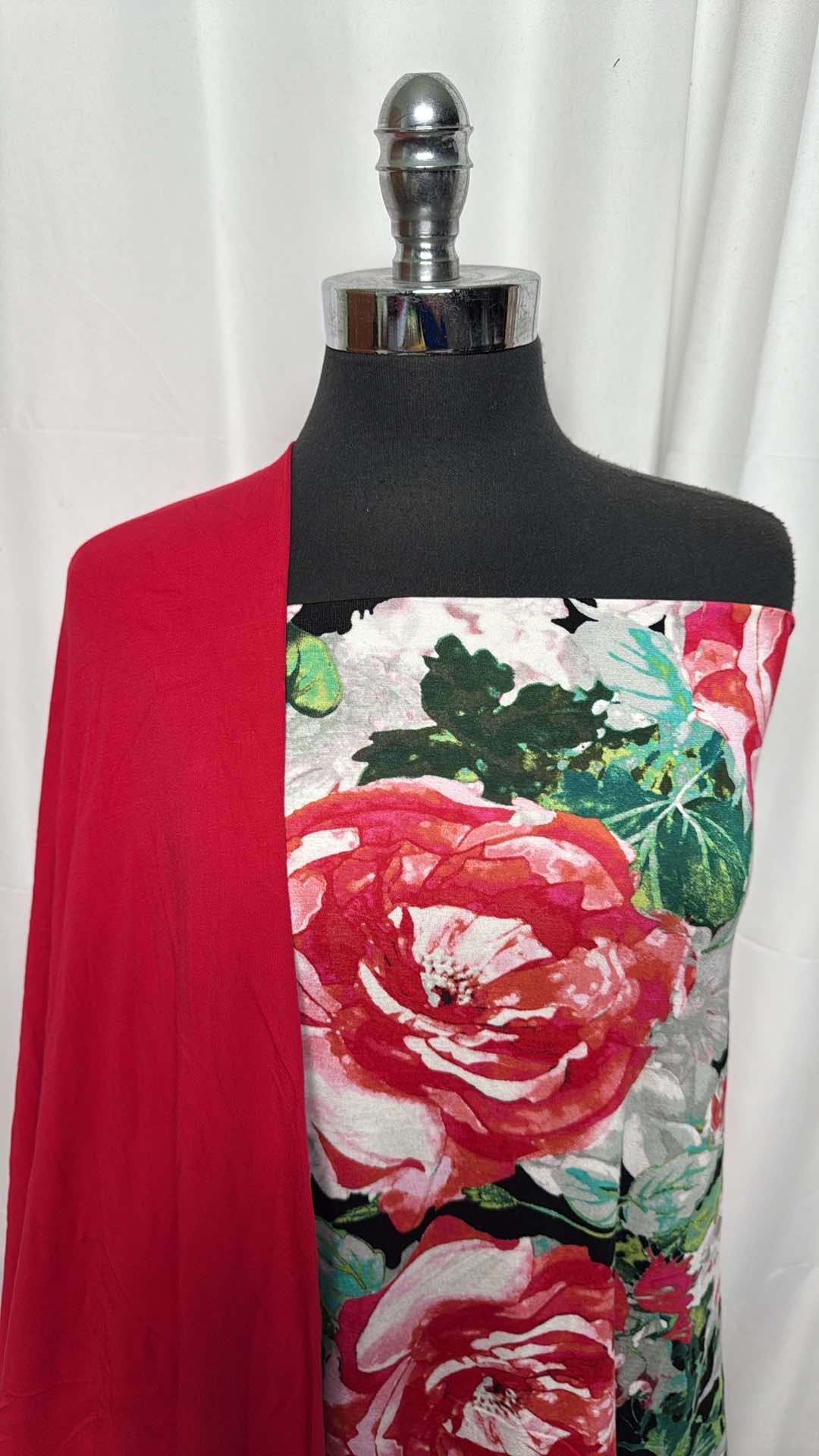 RED/BIG FLORAL BUNDLE : 2YD Big Floral R/S & 2YD Red Modal Ponte : A27272
