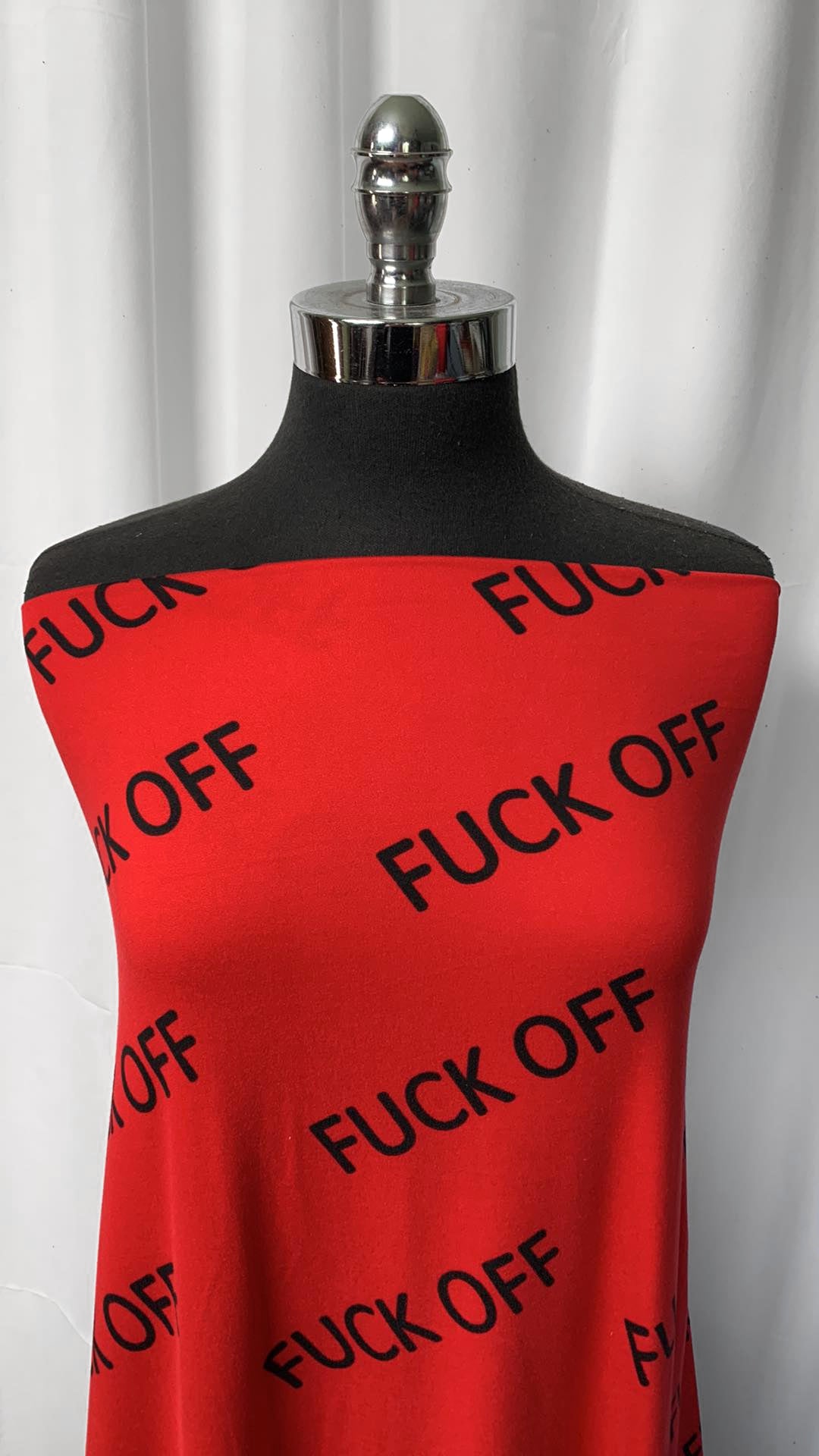 Red F' Off - Double Brushed Poly Spandex - By the Yard