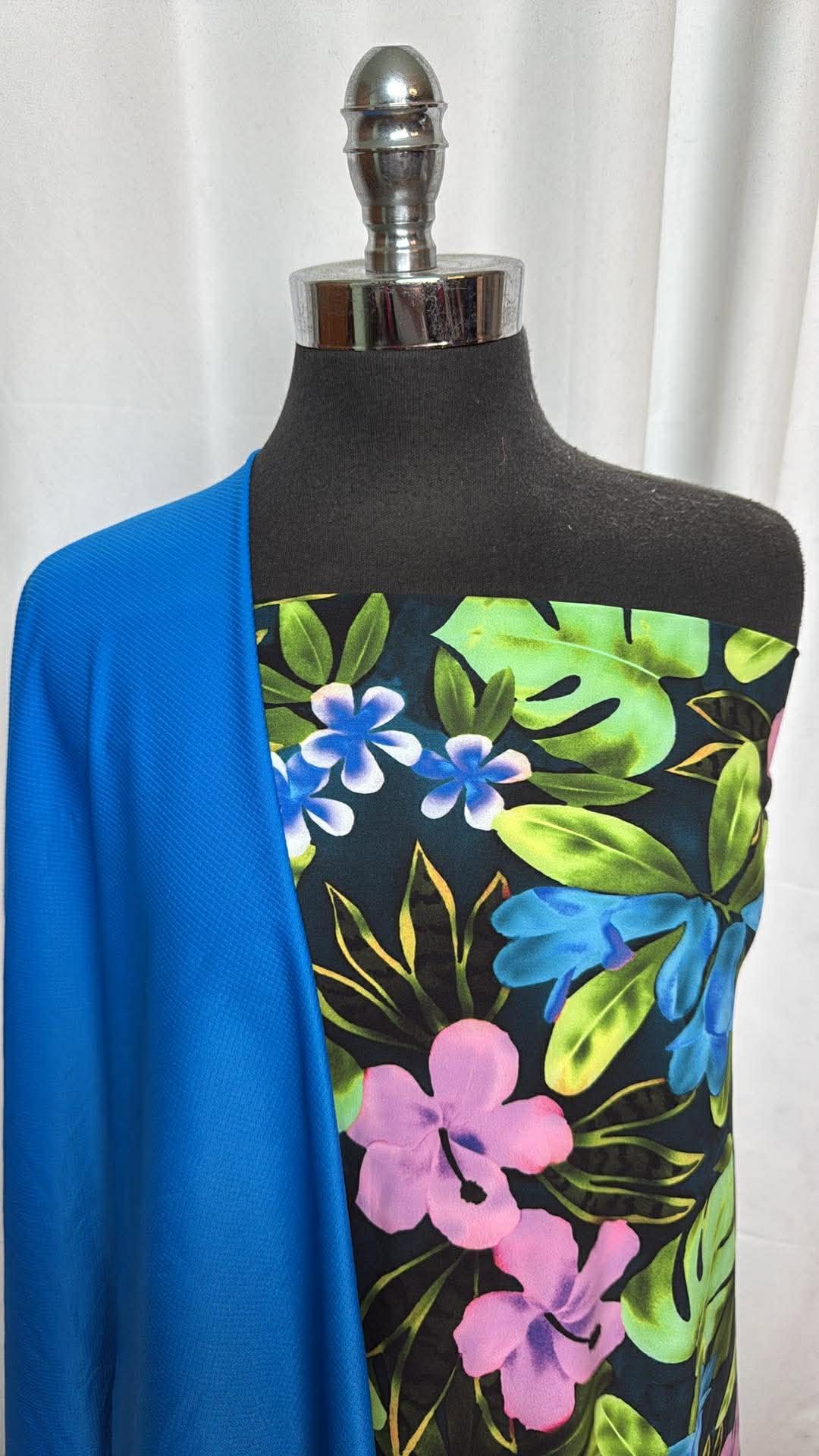 ROYAL/TROPICAL BUNDLE : 2YD Tropical N/S Swim & 30" Cut of Royal Textured N/S Swim : A30127