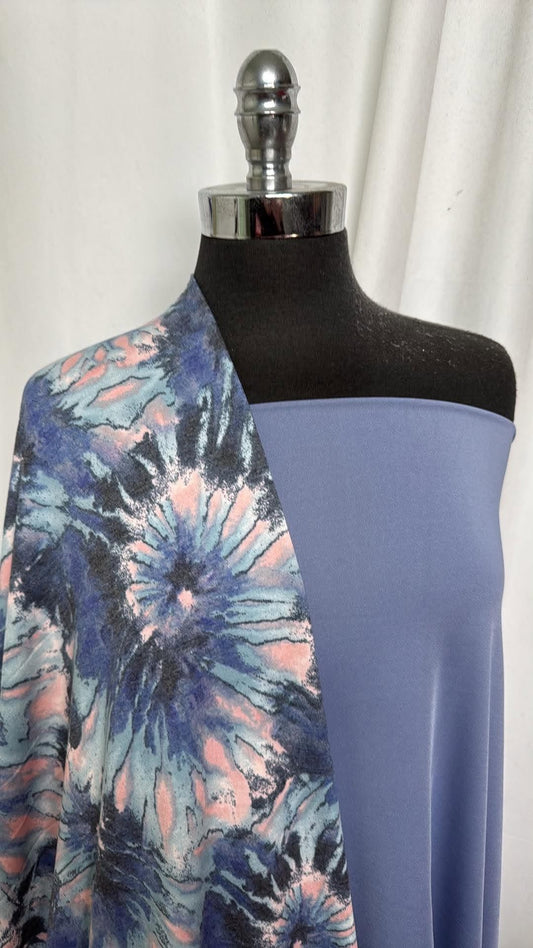 CORNFLOWER BLUE/TIE DYE BUNDLE : 2YD Cornflower Blue Yoga PF & 2YD Tie Dye PRS FT : A30979