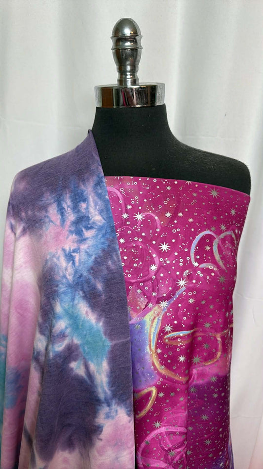FUCHSIA FOIL/TIE DYE BUNDLE : 2YD Fuchsia Foil Yoga PF & 2YD Tie Dye PRS FT : A29471