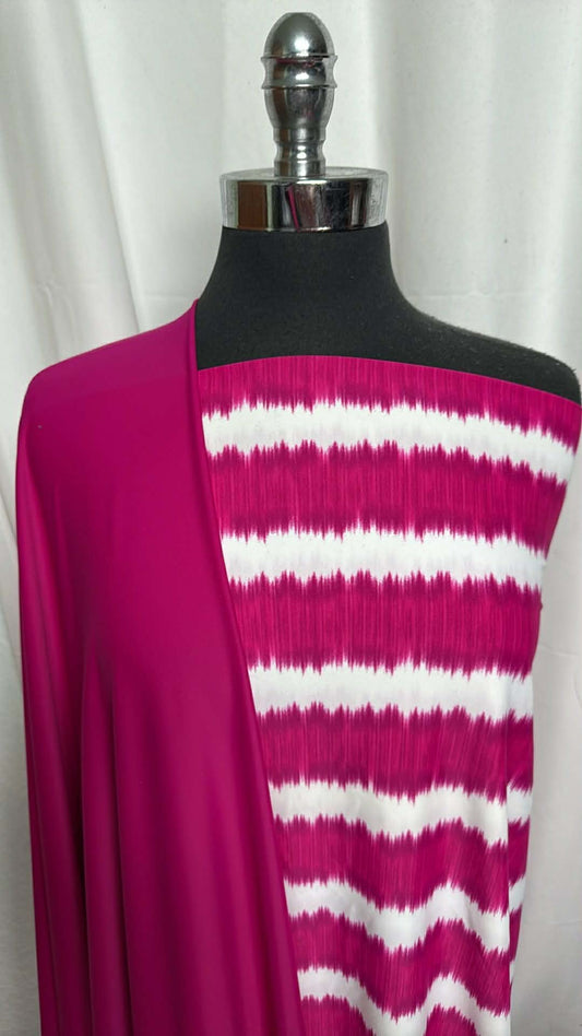 PINK/TIE DYE STRIPE BUNDLE : 2YD Pink Tie Dye Stripe N/S Swim & 2YD Pink N/S Swim : A29588