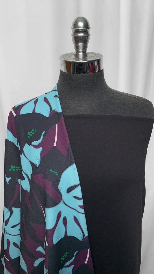 BLACK/TROPICAL LEAVES BUNDLE : 1.5YD Black Supplex & 1YD Tropical Leaves PF : A25426