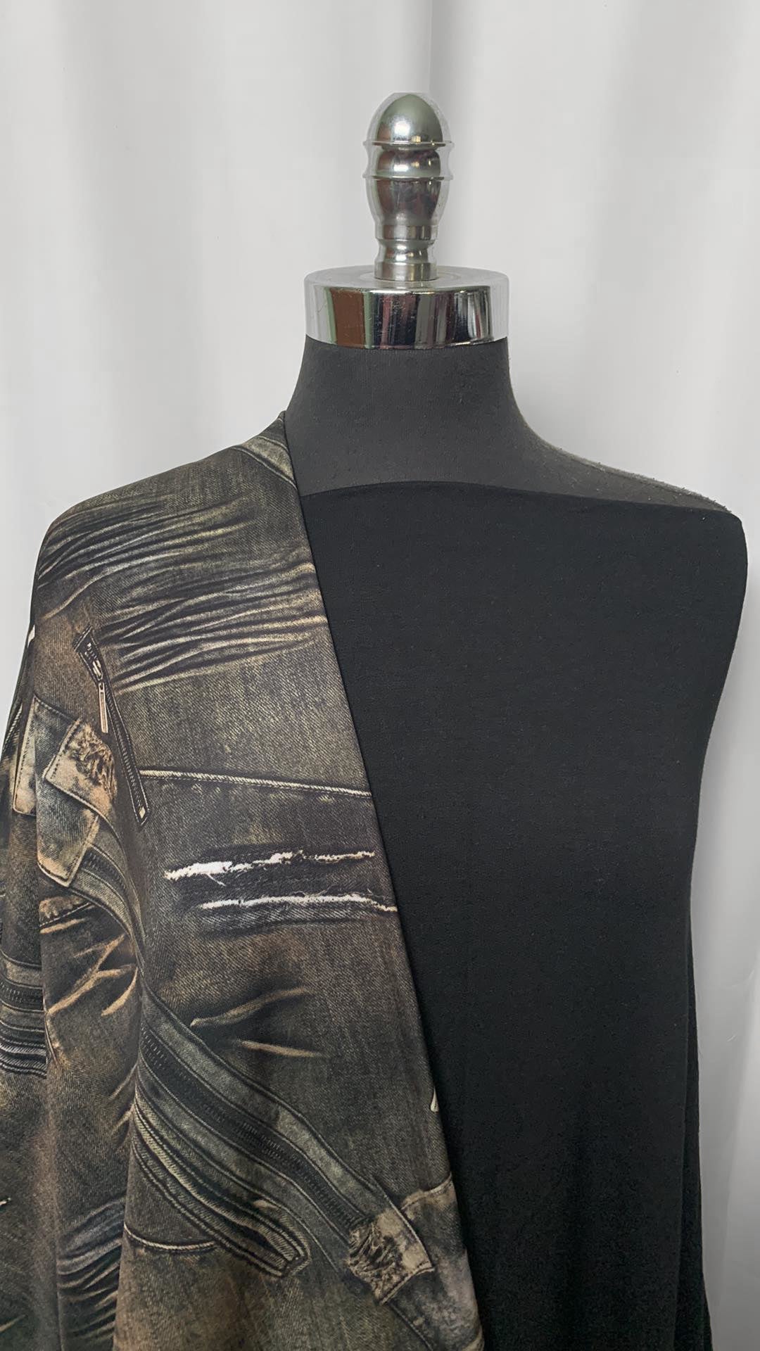 GRUNGE BUNDLE : 3YD Grunge Poly Fleece (Minimal Stretch) & 2YD Black Modal French Terry : A2078