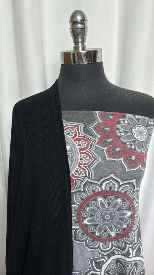 BLACK RIB/MANDALA BUNDLE : 2YD Black Light-Weight Variegated Rib SK & 2YD Mandala PRS FT : A29447