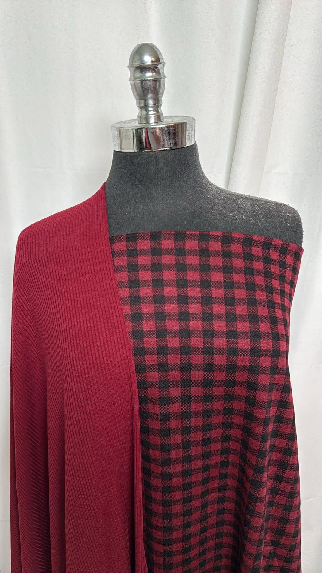 RED PLAID BUNDLE : 2YD R/S Rib & 2YD Red Plaid Ponte : A30523