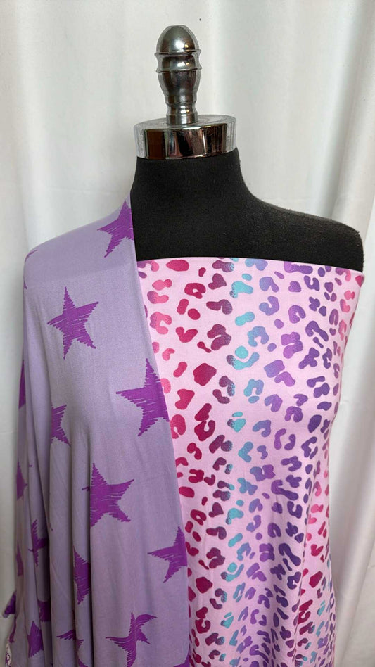 LILAC STAR/PINK LEOPARD BUNDLE : 2YD Lilac Star DBP & 2YD Pink Leopard DBP : A27548