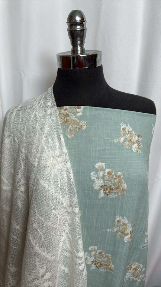 FLORAL LINEN/SWEATER BUNDLE : 2+YD Floral P/R "Linen" Woven & 2YD Light-Gauge Sweater : A29698